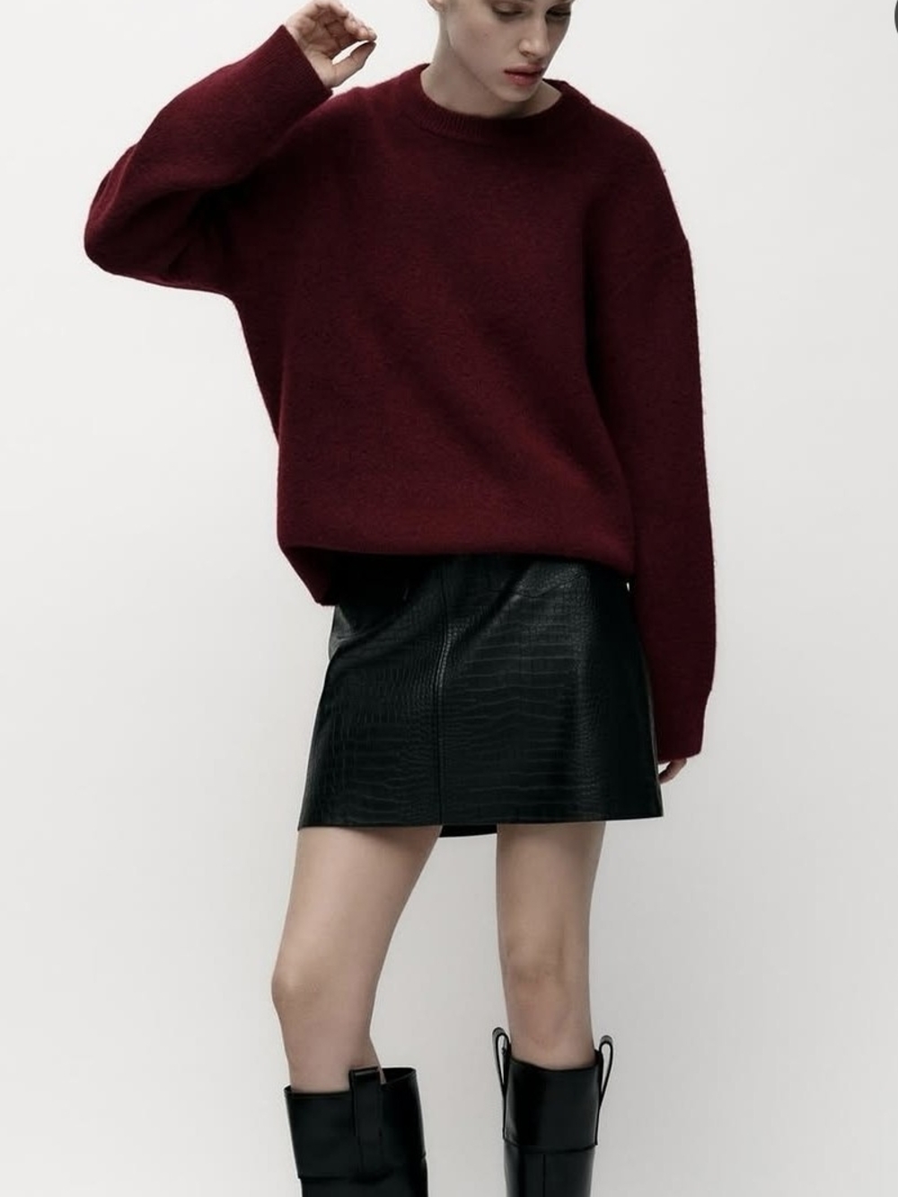 Zara Black Faux Croc Mini Skirt